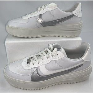 Nike Air Force 1 PLT.AF.ORM White Metallic Silver Wmn Size 11.5 DJ9946-10